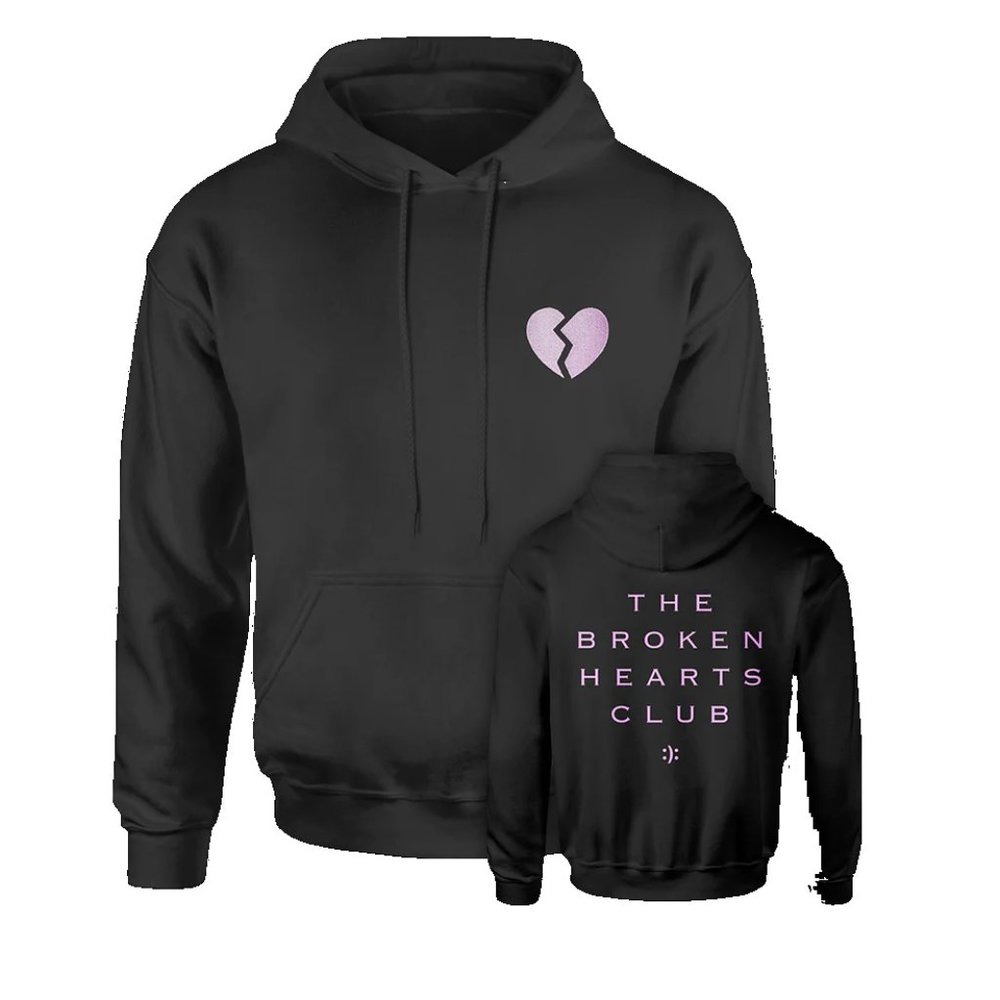 Broken Hearts Club - BLACK Hoodie - UNISEX Size Small - Independent Trading Co.
